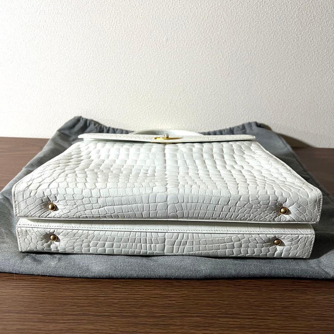 Konigin クーニギン IRV ドイツ クロコダイル ハンドバッグ ホワイト