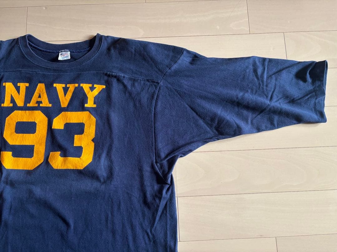 Champion NAVY 七分袖 フットボールT チャンピオン USA製　XL