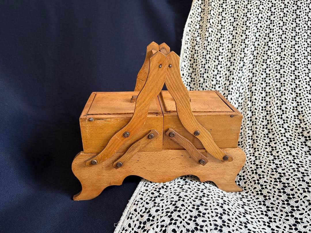 おままごと 木製ソーイングボックス お裁縫箱 フランスアンティーク