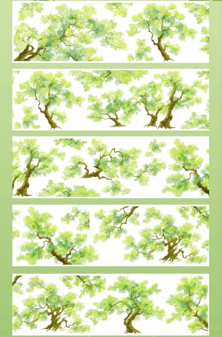 【9344】海外　マステ　5m巻　PETマスキングテープ　木　植物　自然　装飾系