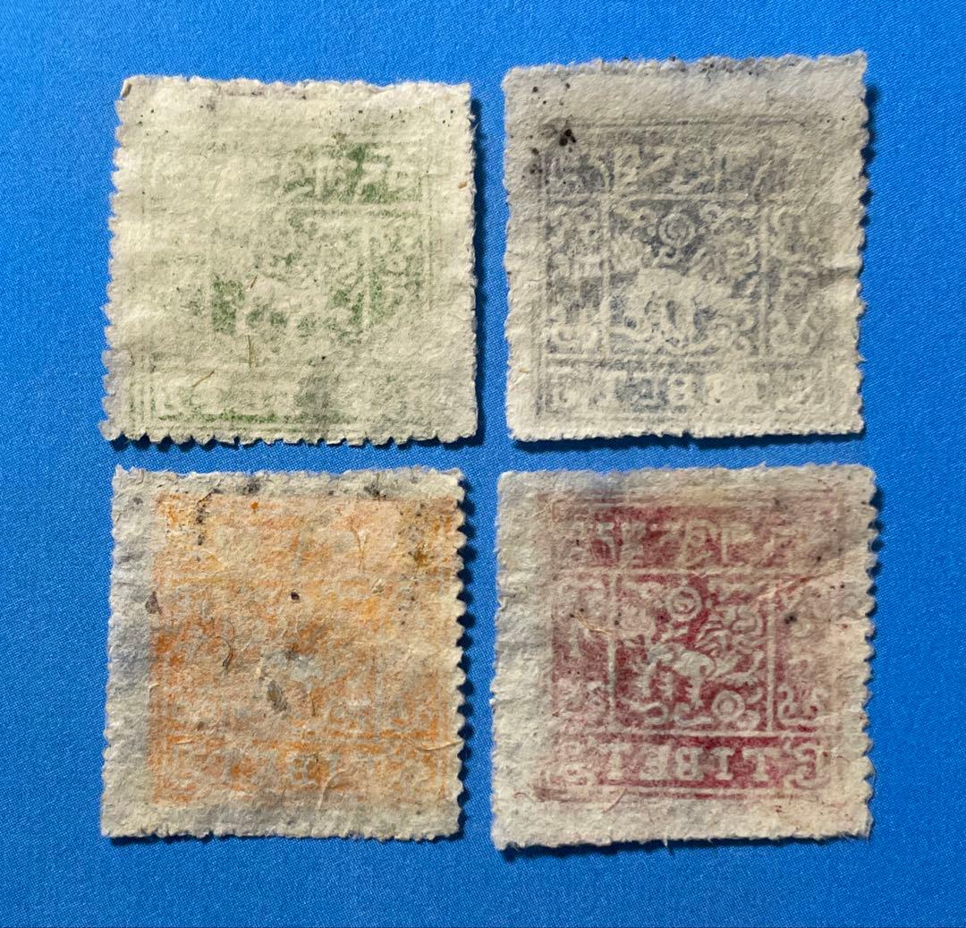 【超激レア品！！】　中国切手　チベット初期の切手（未使用、4枚）