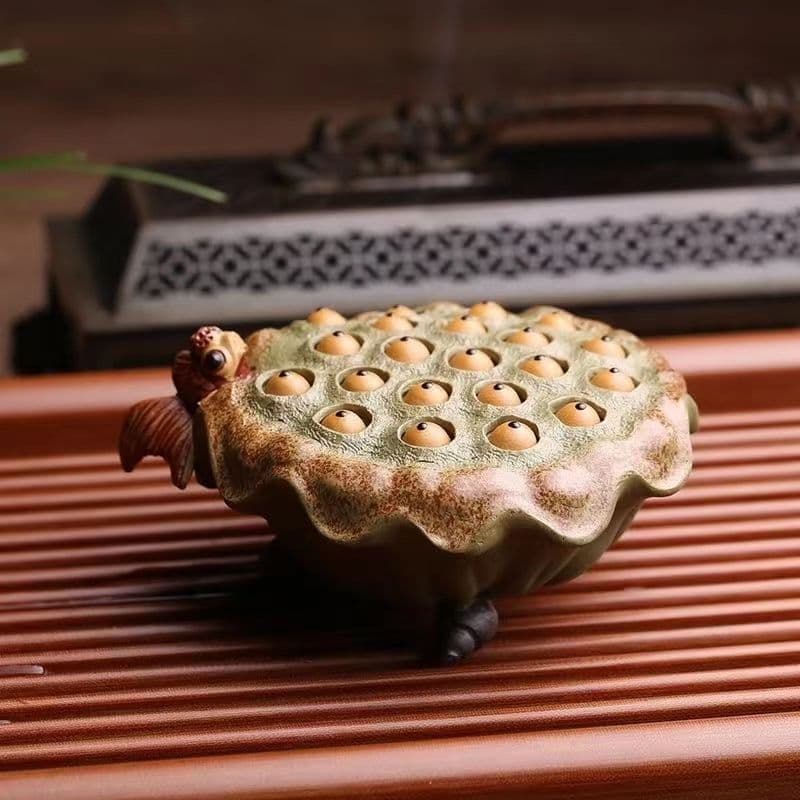 金魚莲蓬紫砂  茶道具      香道具   装飾品   工芸品 美術品 置物