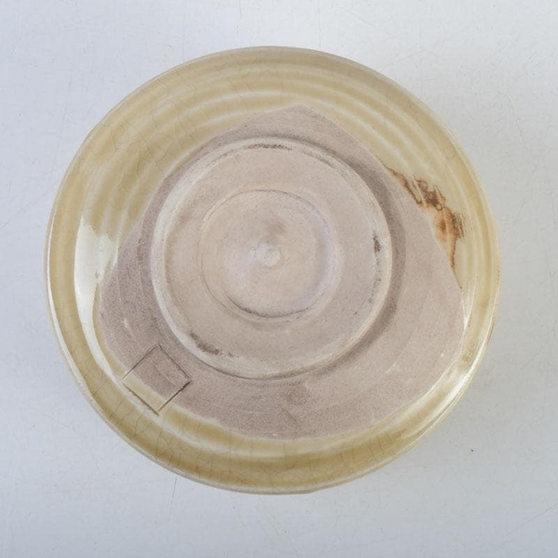 茶道具　北大路魯山人作　黄瀬戸　茶碗　共布　黒田陶々庵極め箱　V　9608