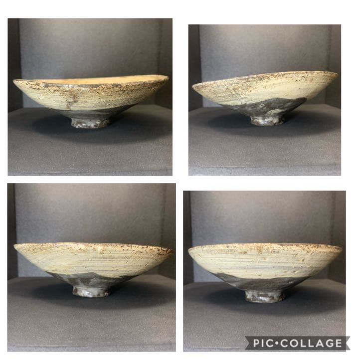 名碗　凛とし姿が美しい　刷毛目　平茶碗　銘(水月) 李朝初期　時代品　茶碗