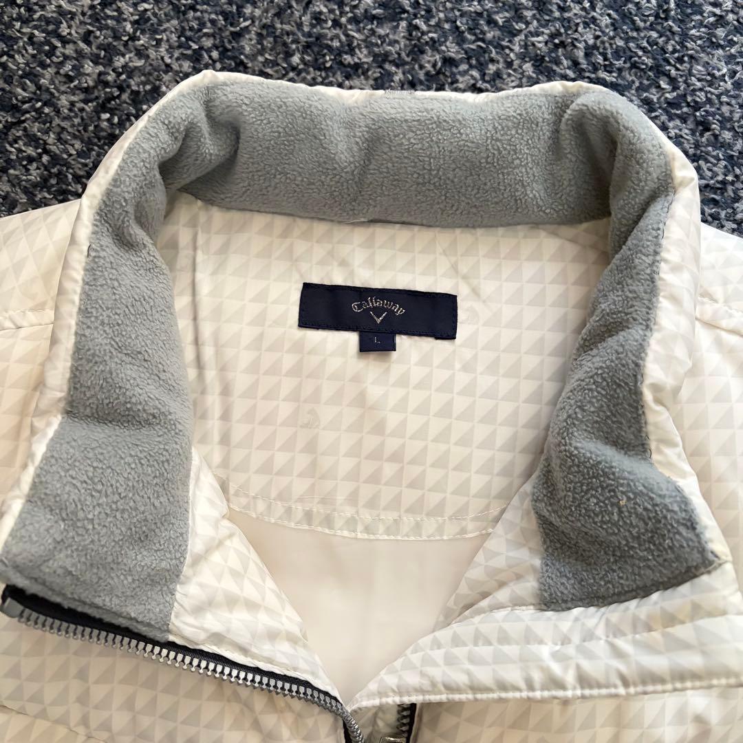 キャロウェイ　ダウンジャケット　総柄　2WAY　ブルゾン　ベスト　ホワイト系　L