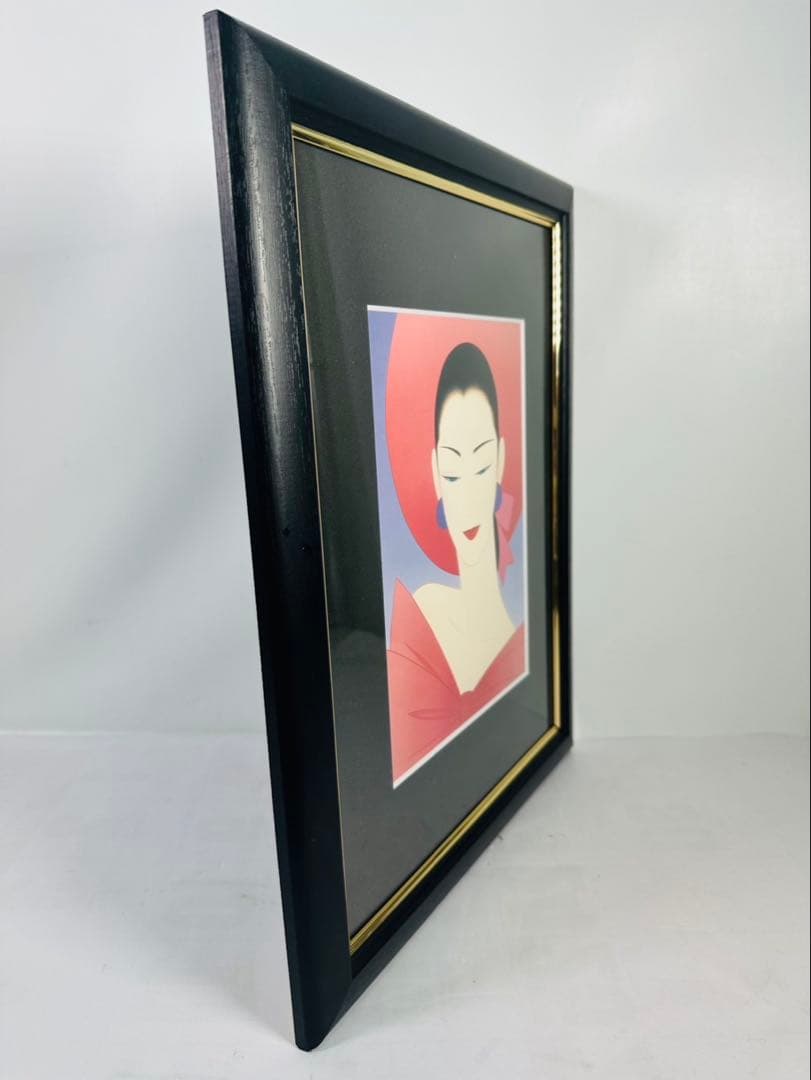 【希少品】鶴田一郎　美人画　絵画　日本女性　額入り　年代物　保管品　骨董
