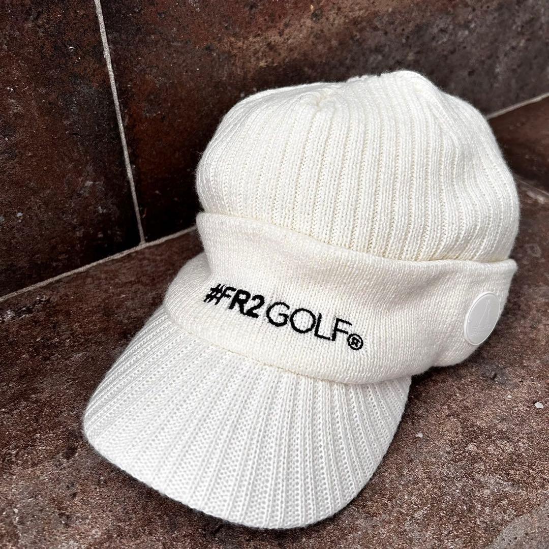 FR2GOLF ニット キャップ エフアールツーゴルフ ホワイト 刺繍