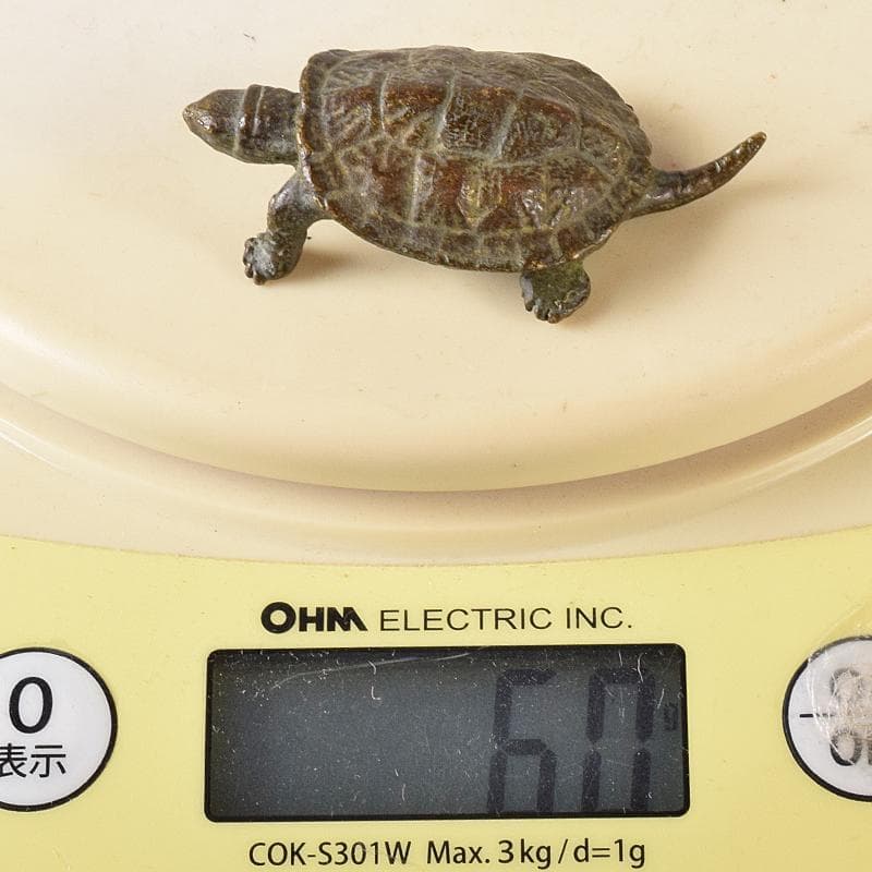 金工名品　古銅宣徳銅　亀　置物　盆景　N　8600E