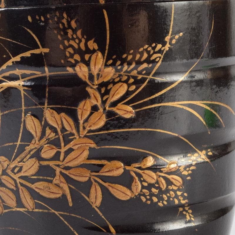 茶道具　金森春次作　花草蒔絵　長棗　共箱　V　9039