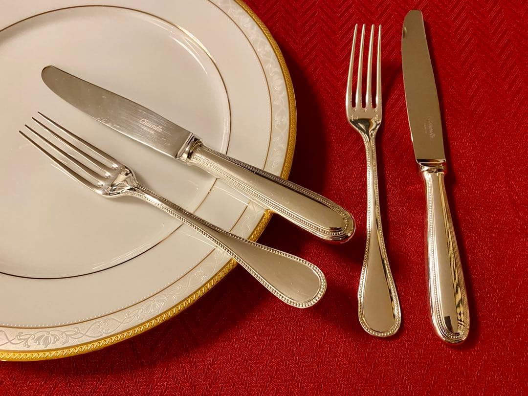 【上品なパール☆美品☆】クリストフル パール スタンダードカトラリー ペアセット