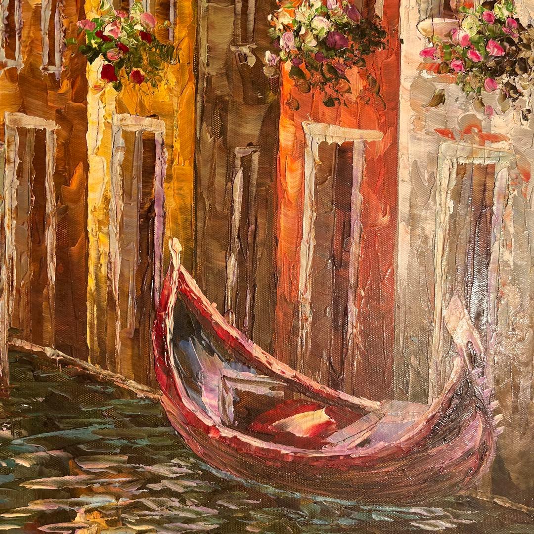 ★特大秀作★ 手書き油絵 ヴェネツィア 肉筆絵画 インテリア 油彩画