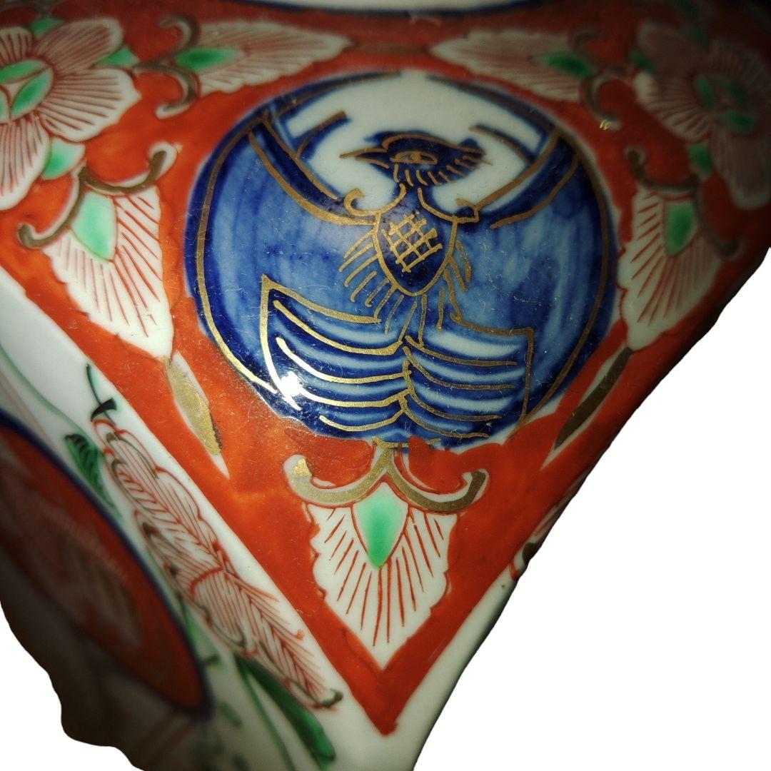 古伊万里　美人色絵角徳利　角福