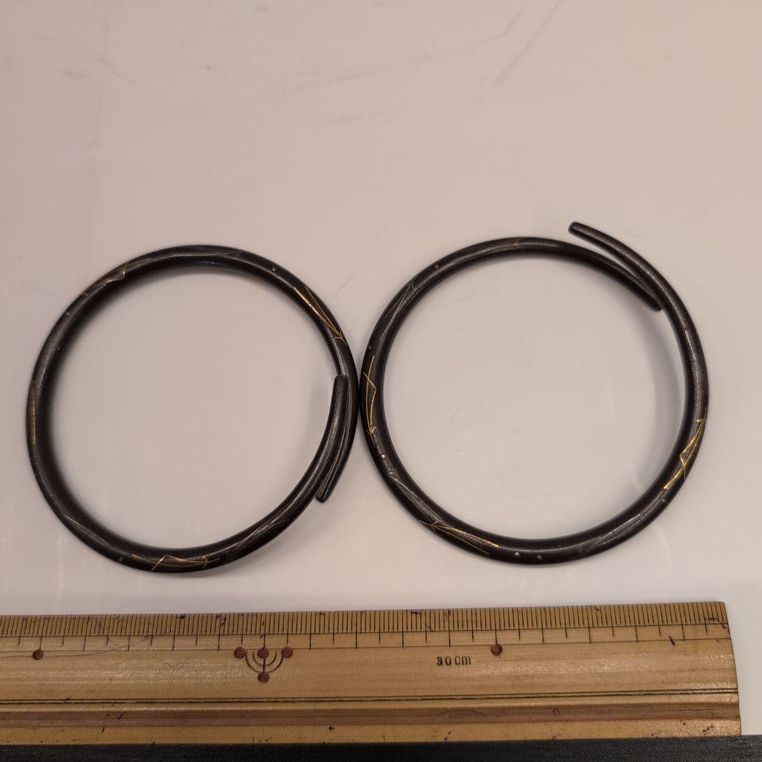 茶道具　釜鐶　嵌金銀松葉　釜釻　釜師　和田美之助造　共箱