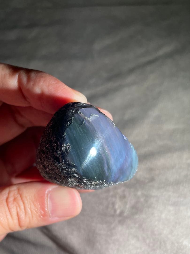 研磨品　十勝石玲瓏　複合色オーロラ　レインボーオブシディアン