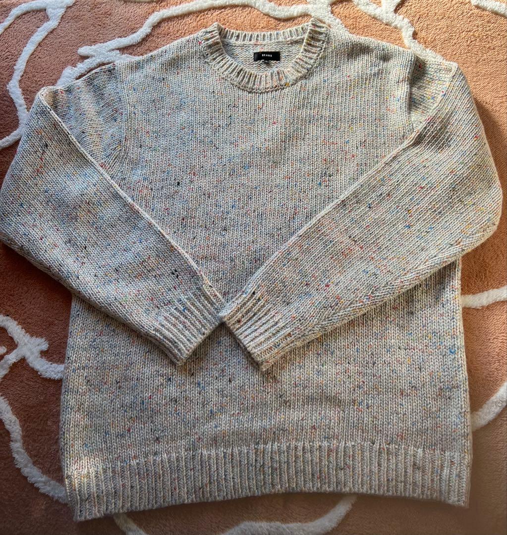 3ゲージ カラーネップ クルーネック ニット　Lサイズ