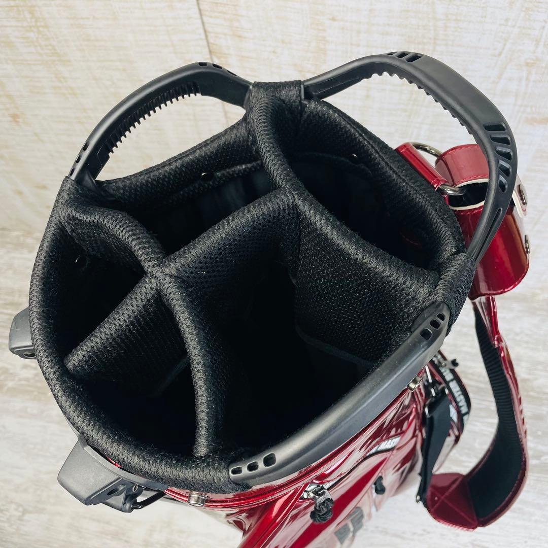 マスターバニーエディション　エナメル スタンド式 キャディバッグ ワインレッド