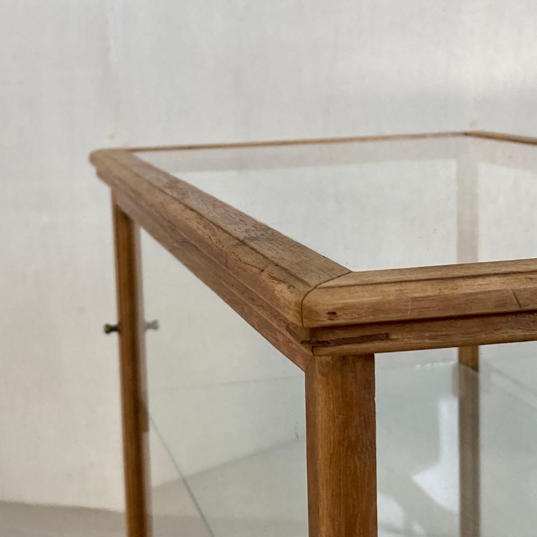 さあパパ g313 古い木製 ガラスケース 2段 卓上 ショーケース