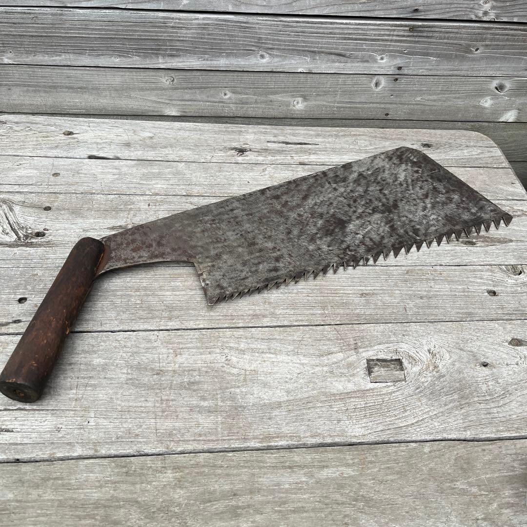 アンティーク　木こり　ノコギリ