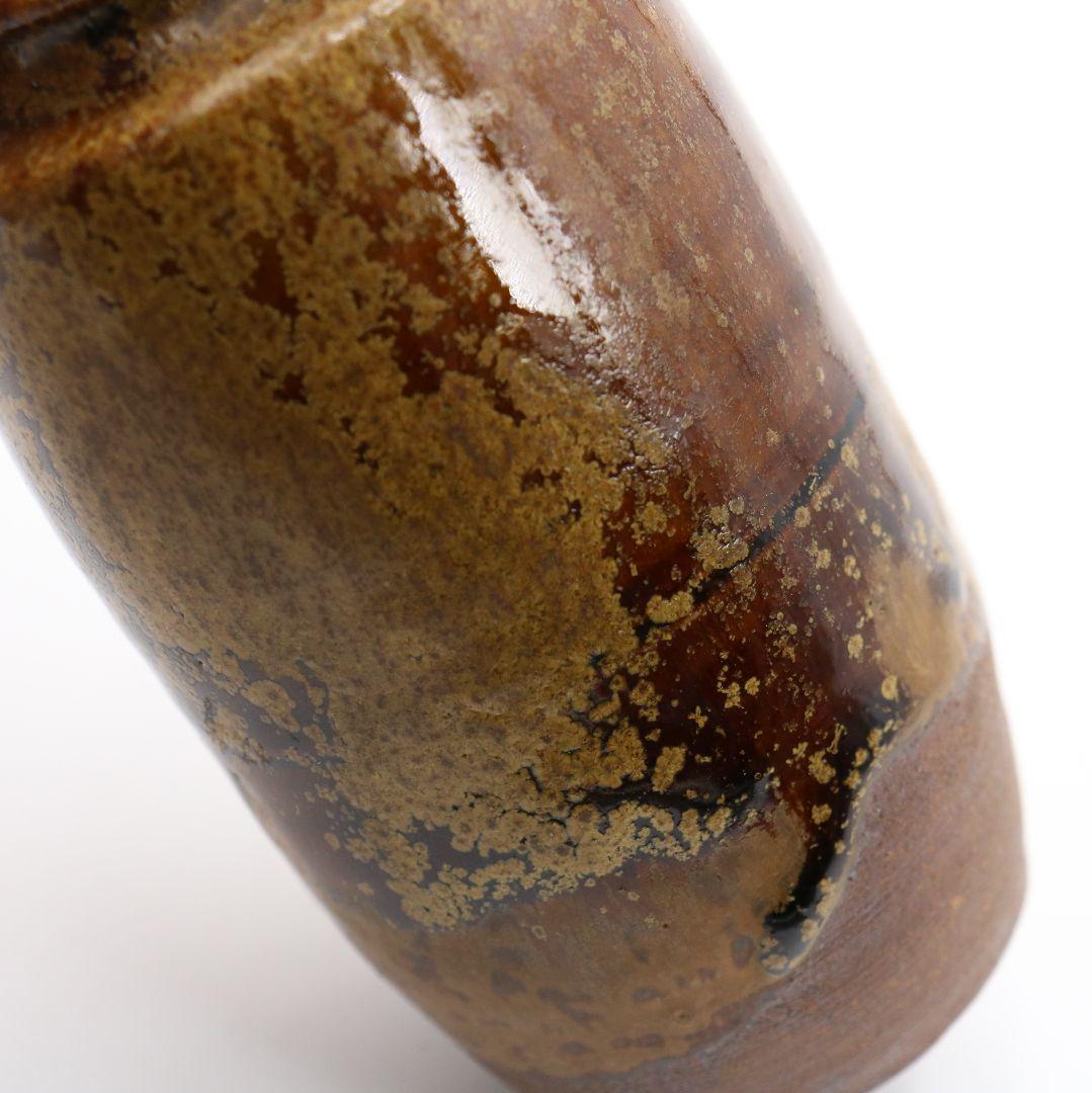 石田陶春作 丹波茶入 仕覆付 茶道具 共箱　C454　NT5