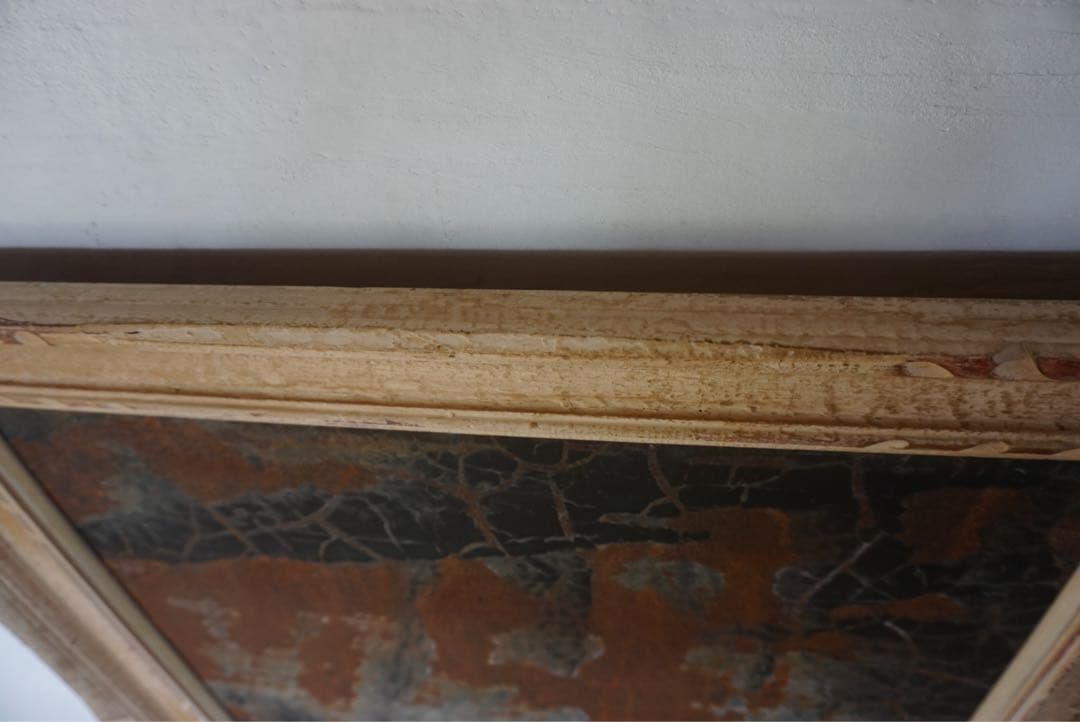 大きなアンティークフレームのブリキサインボード　看板　店舗什器　額縁　古道具