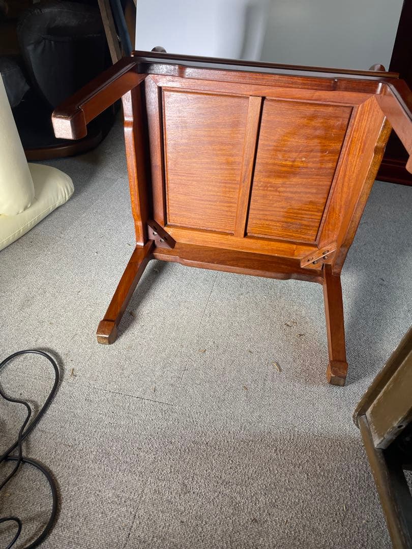 唐木 無垢材 高級 アームチェア ダイニング 銘木 現状品 椅子 二脚セット