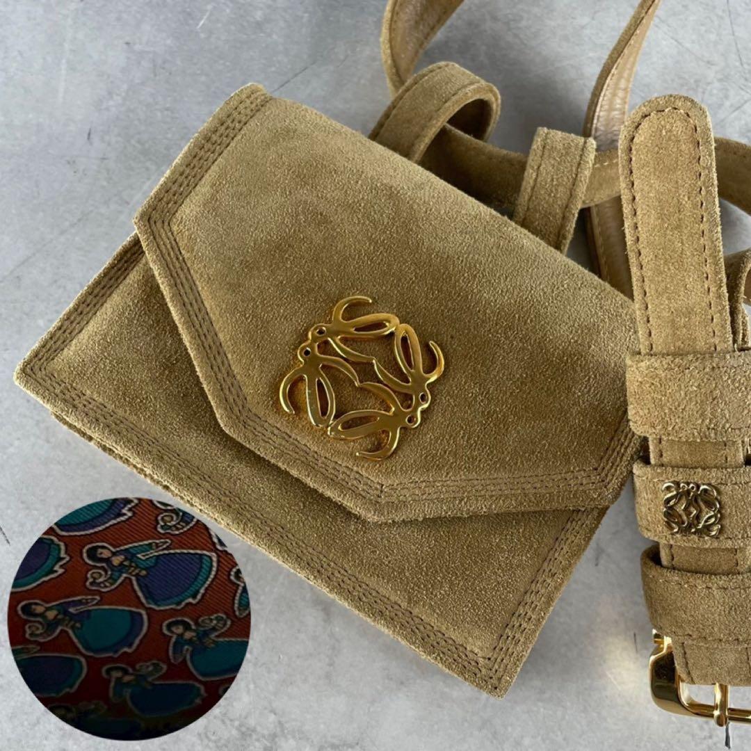 超希少 美品✨LOEWE 2wayミニウエストバッグ アナグラム スエード 総柄