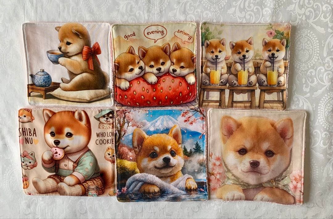 豆柴助　ティーカップに入った可愛い仔犬と紫陽花　トートバッグ　小物入れ