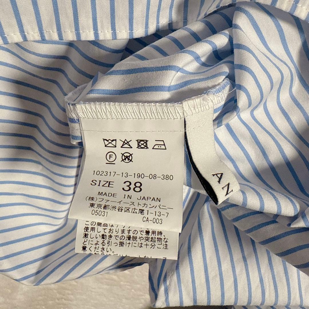 ANAYI アナイ コットン袖レースフリルブラウス ブルー 青 ホワイト 白