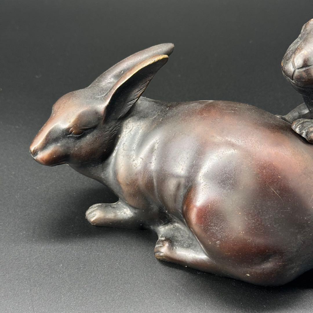 銅　うさぎ　置物