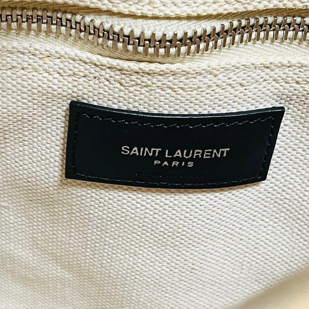 SAINT LAURENT フラットバックパック レザー キャンバス
