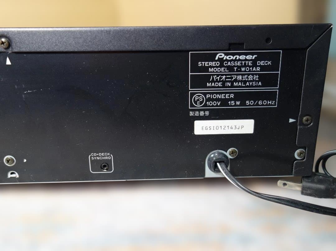 【動作品】パイオニア T-W01AR カセットデッキ【リモコン取説付】
