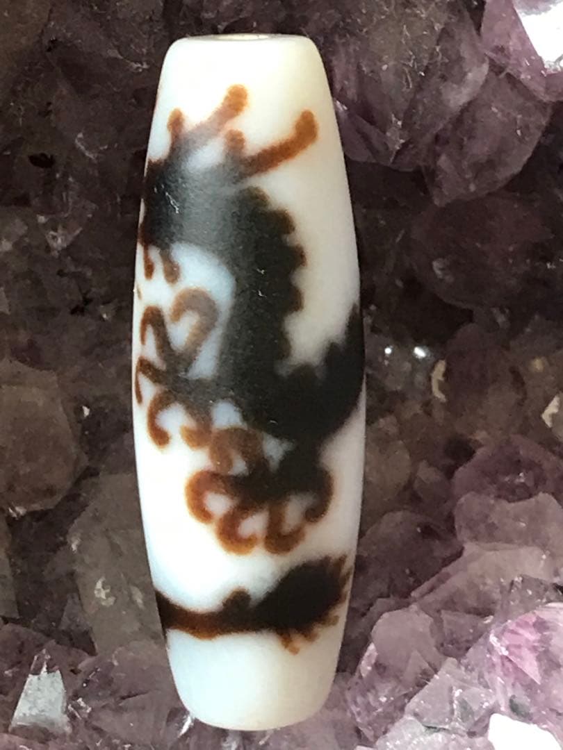 希少高級天珠‼️五爪白龍神天珠　約38×13mm