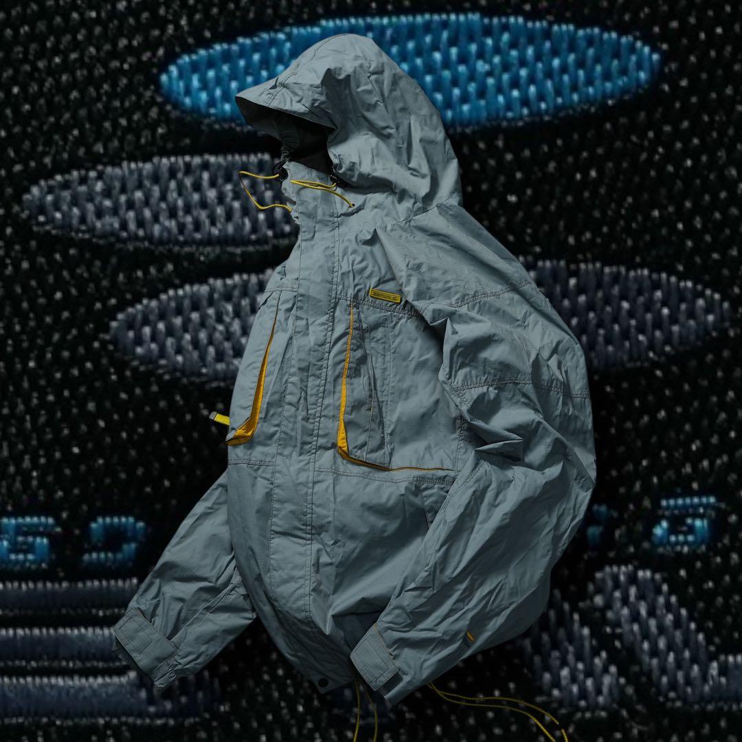 y2k ナイロンシェルジャケットシルバー テック系 archive 00s