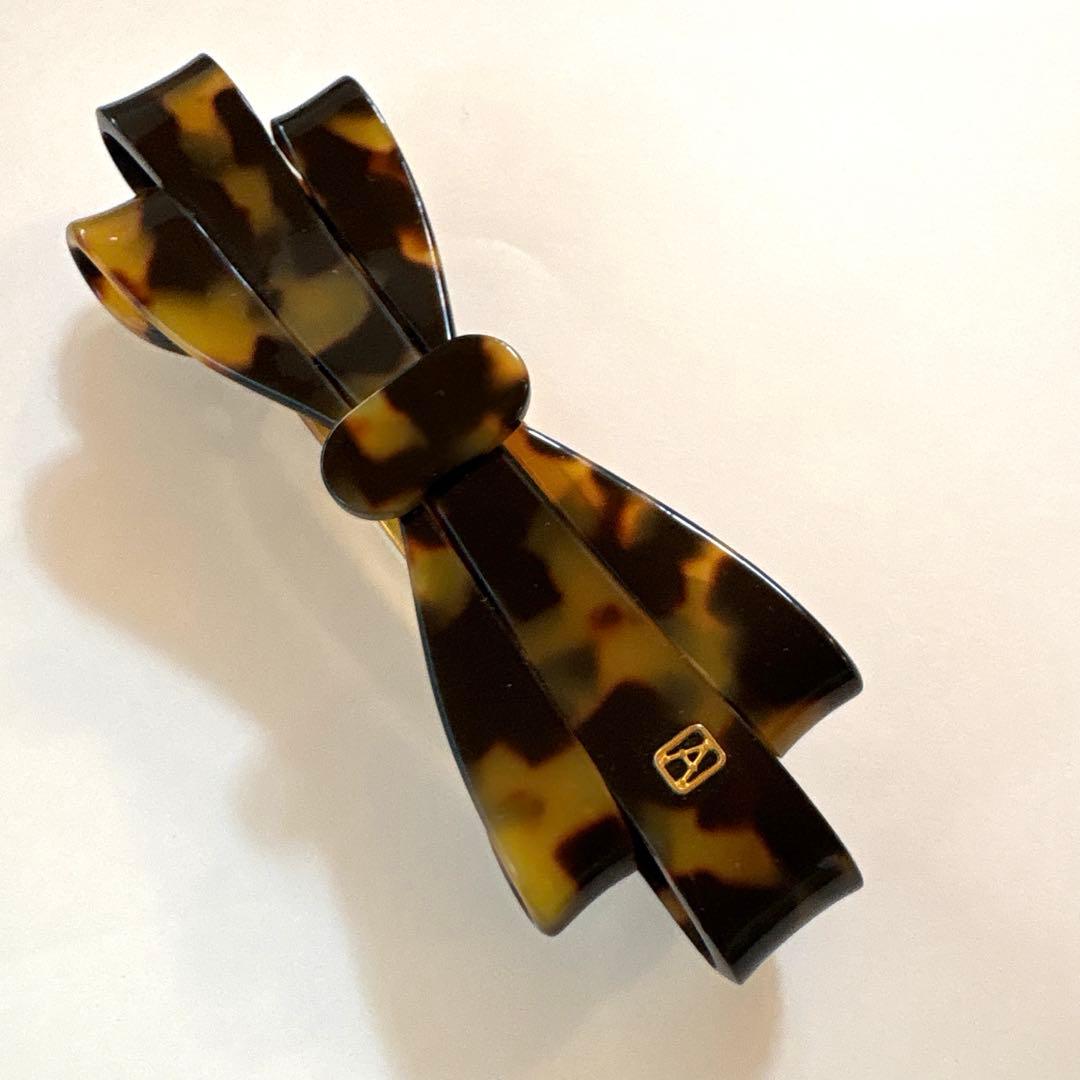 美品 アレクサンドルドゥパリ リボン バレッタ べっ甲柄 ヘアアクセサリー