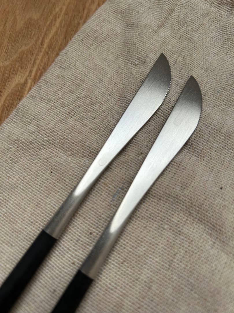 【クチポール】　スプーン　フォーク　ナイフ　ブラック＆シルバー　収納袋付き