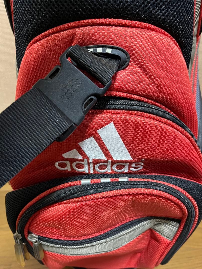 a121/美品★adidas キャディバッグ 赤黒