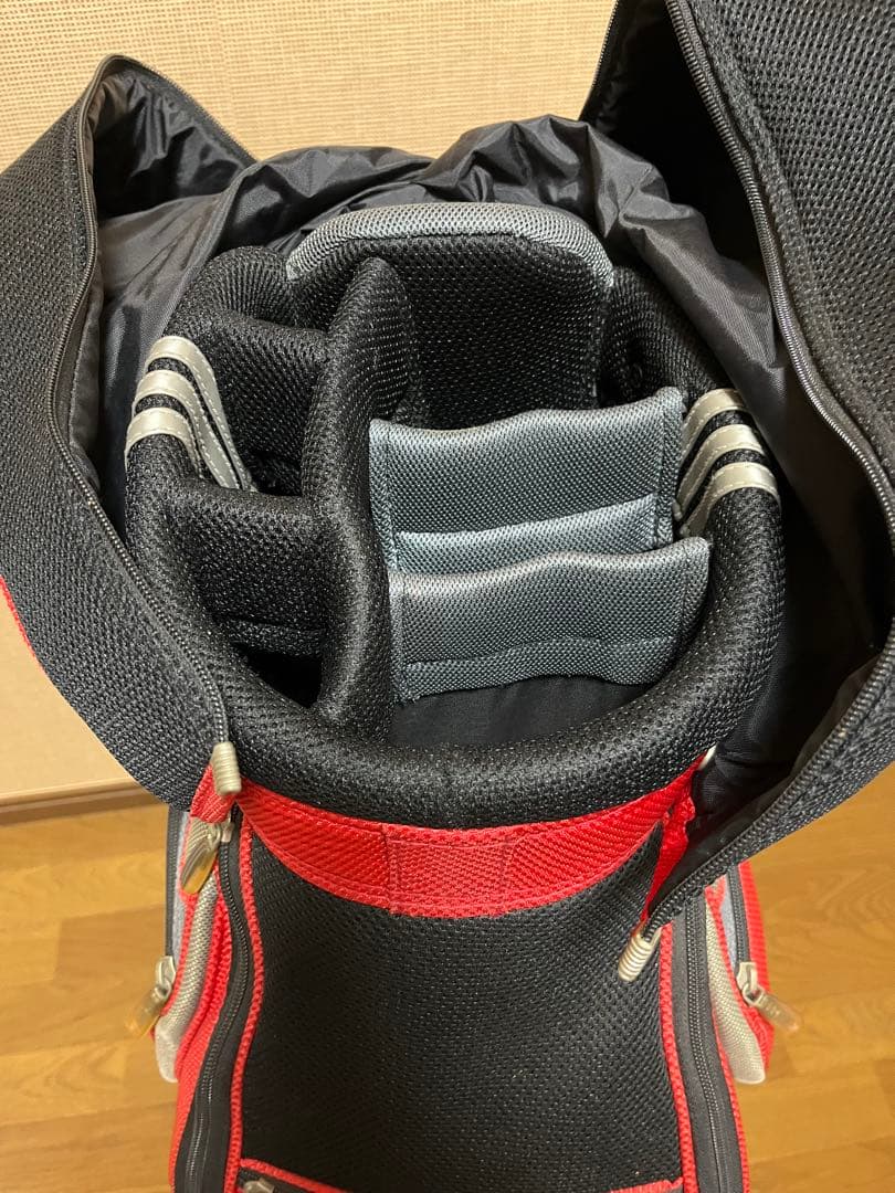 a121/美品★adidas キャディバッグ 赤黒