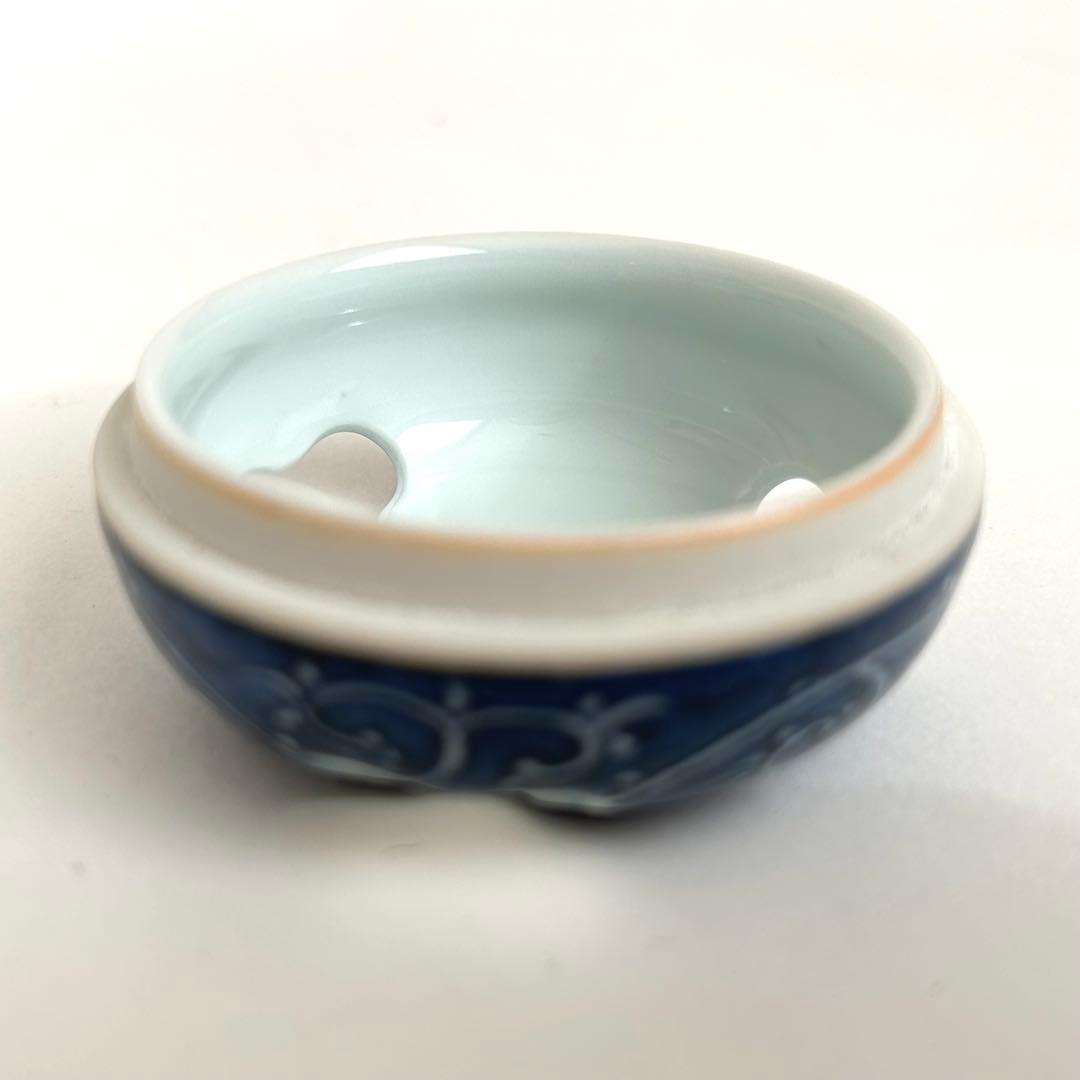 【未使用】京焼 清水焼 京都 香炉 染付け 平安 木箱入り 土山 松泉作