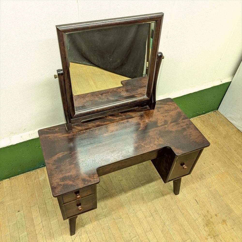 美品　松本民芸家具　水目桜　無垢　角型　ドレッサー　鏡台　化粧台　一面鏡