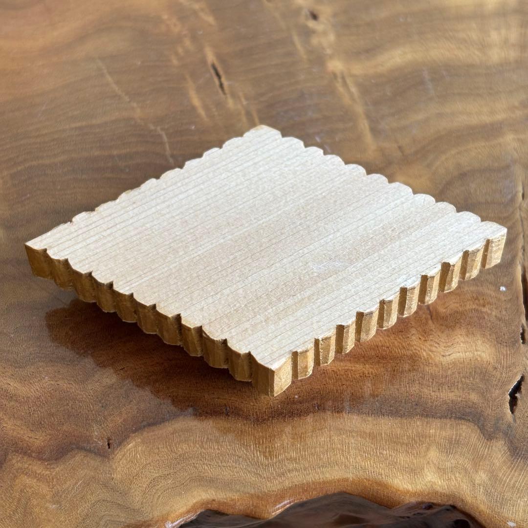 菱形香合 木製 作家物 錦の花 茶道具 共箱