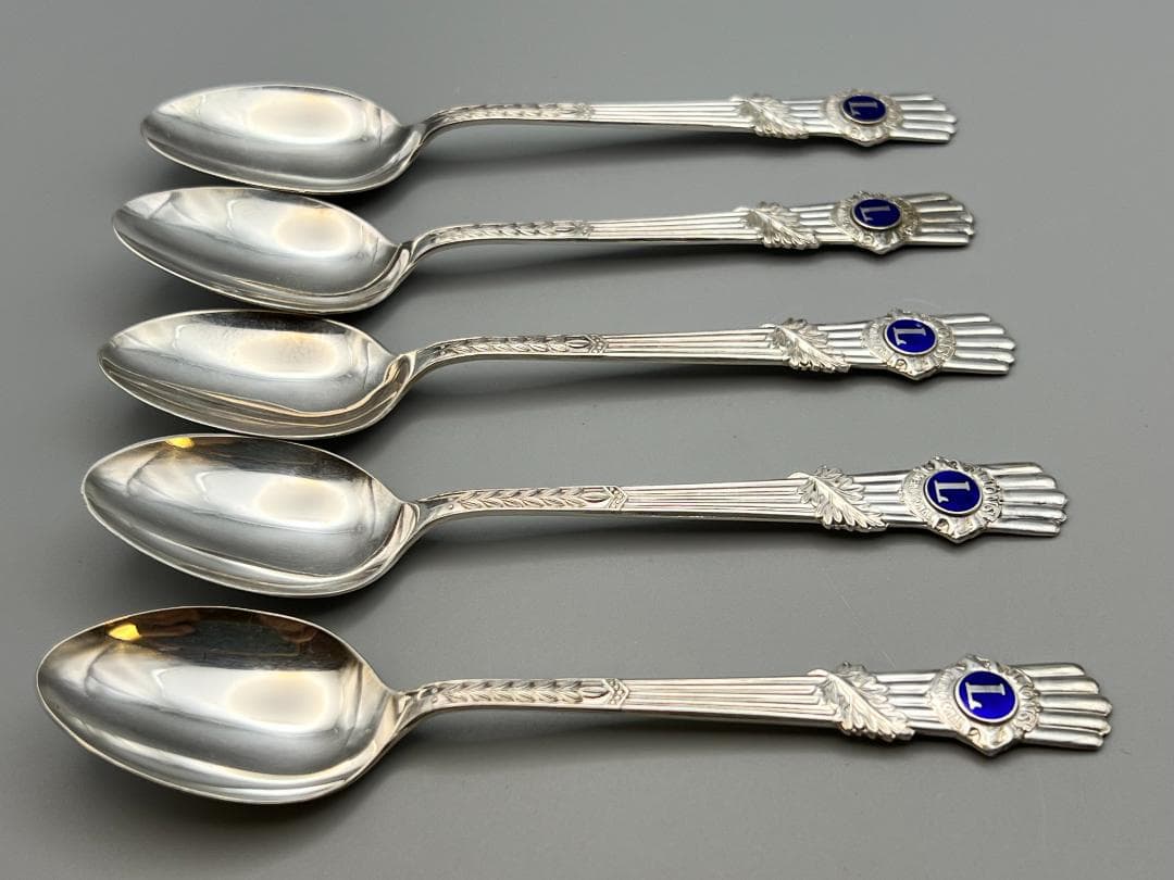 【海】銀製刻印　スプーン　５点セット　重量約74.8g　銀食器 銀細工