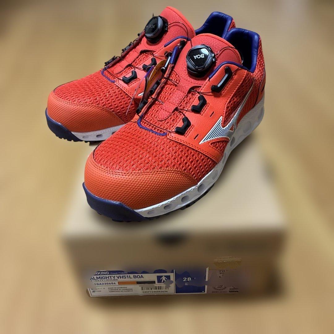 MIZUNO　VH51L　オレンジ×ブルー　ミズノ　安全靴　28.0cm