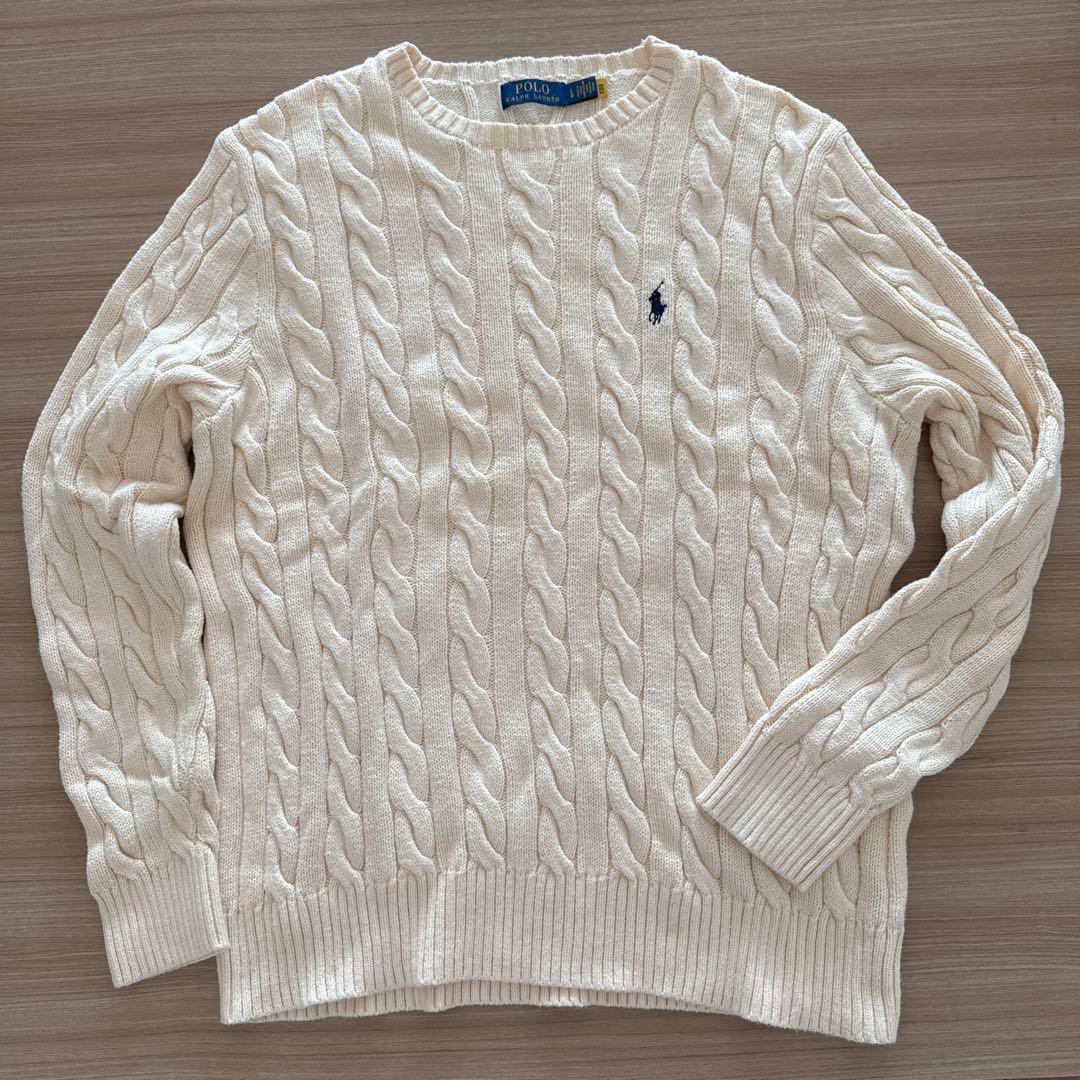 POLO RALPH LAURENアイボリーケーブルニットメンズLG