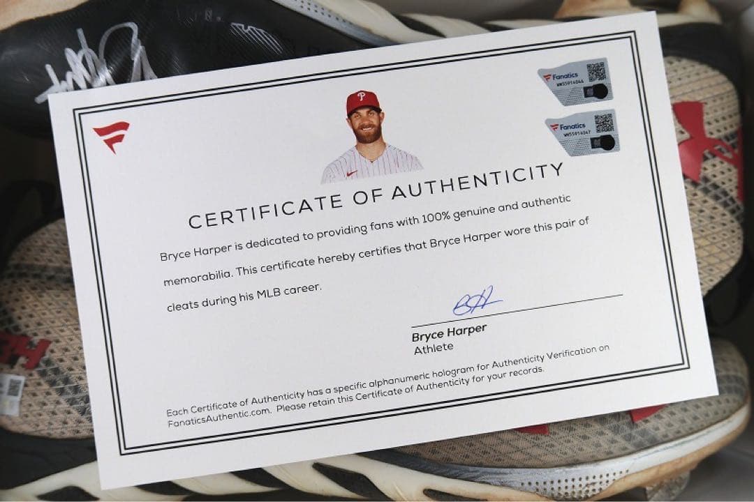 家宝級レア！ブライス・ハーパー 公式戦実使用 直筆サインスパイク（シューズ）