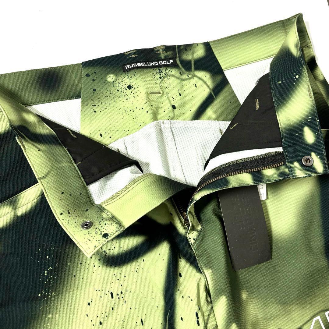 新品 ラッセルノ ゴルフ ロゴ ストレッチ ショーツ スプレー カーキ M 4