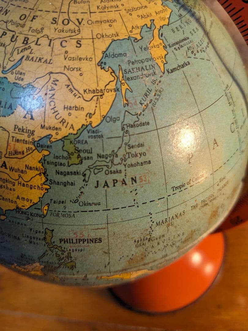 値引OK アメリカアンティーク 地球儀　毎日が世界旅行　デスクぴったりサイズ