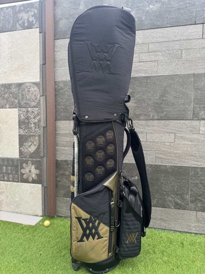 ANEW GOLF キャディバッグ ブラック/ カーキ　DRヘッドカバー付き