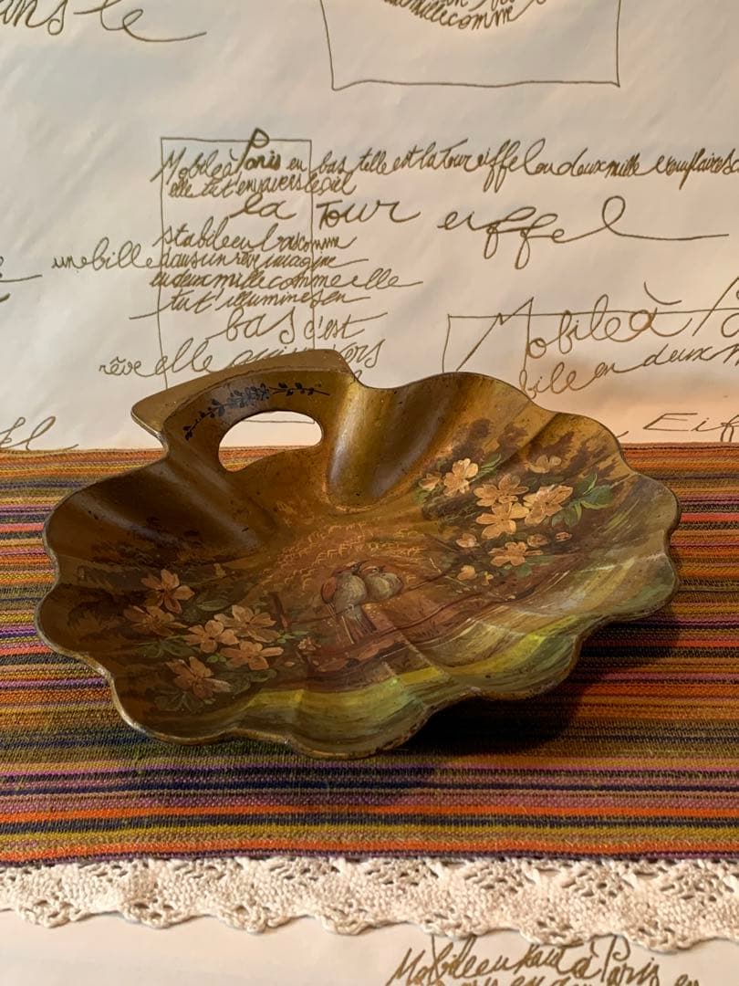 フランス製　アンティーク　ナポレオン期の絵柄が素敵な木製のプレート雰囲気抜群！