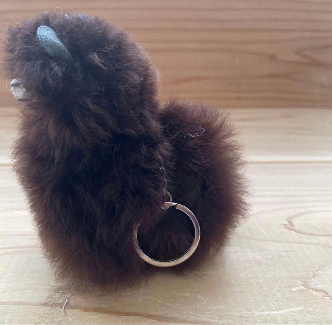 3点アルパカチャーム　バッグ用　キーホルダー 天然ベビーアルパカの毛皮