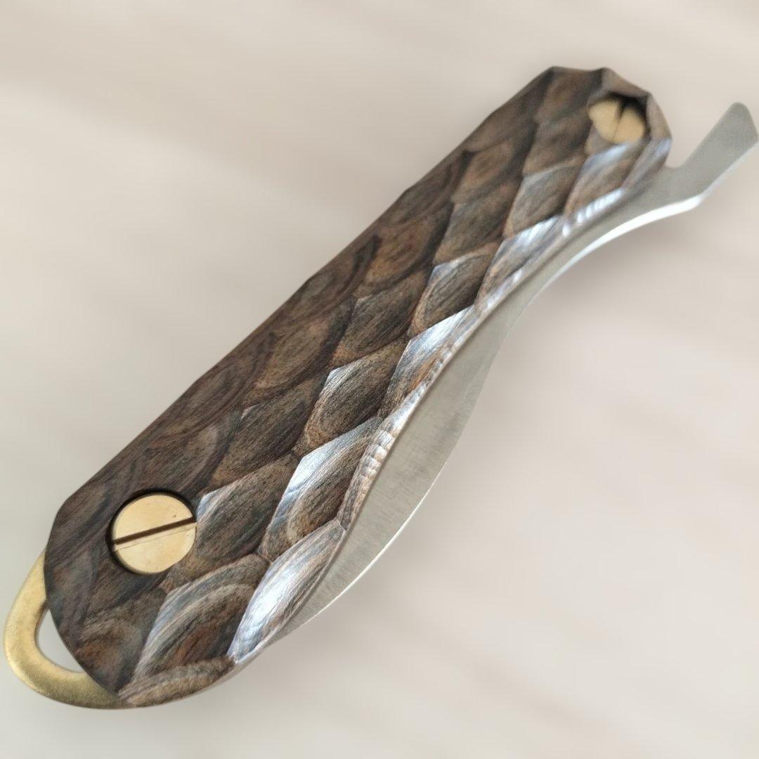 新品未使用 FEDECA 折りたたみ式料理ナイフ Solo 名栗ブラウン